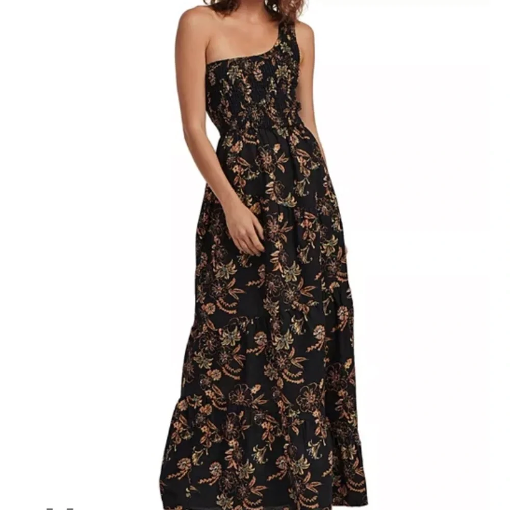 New: Charlie Holiday. Pamela Smocked One Shoulder Maxi Dress. Size 10